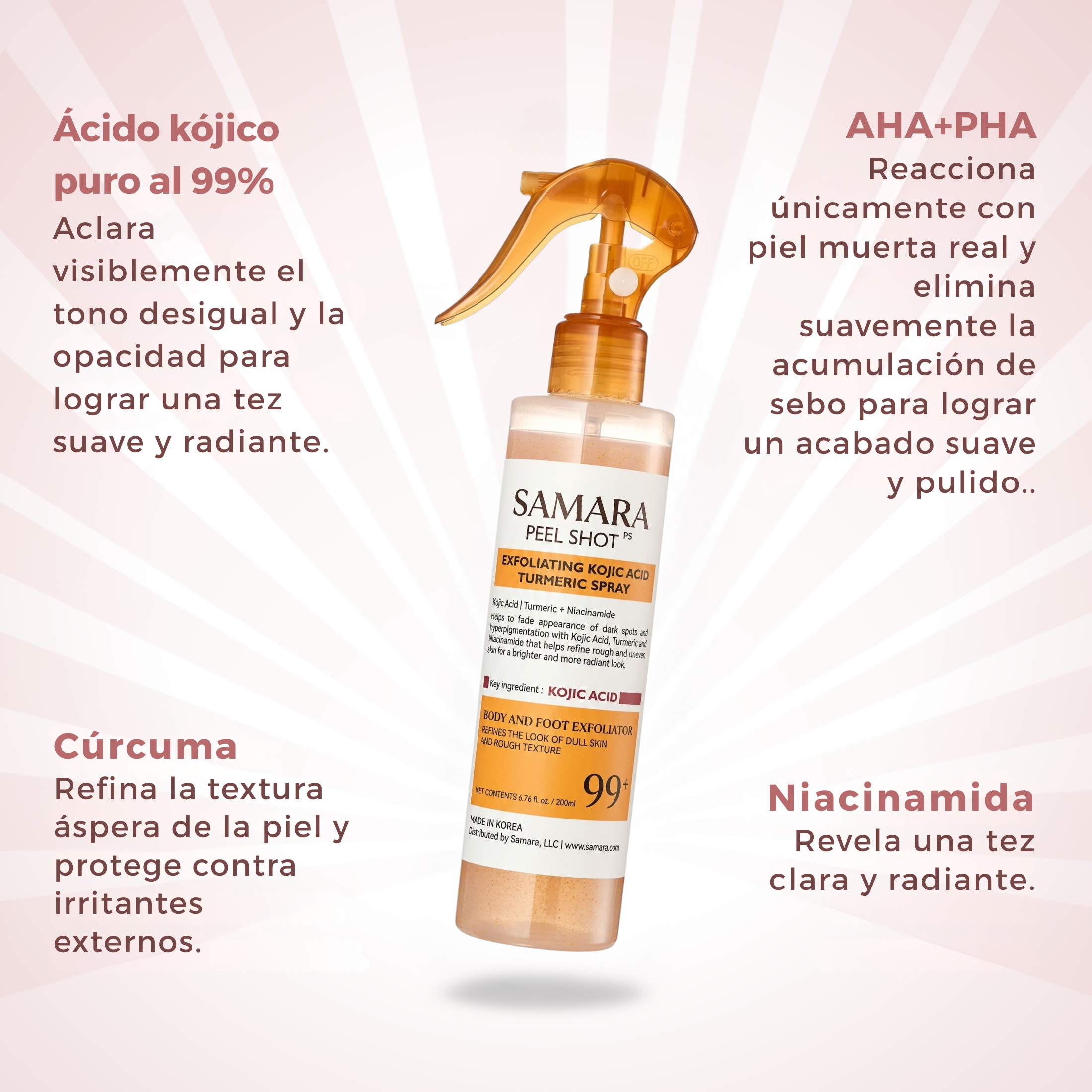 Applicazione dello spray esfoliante corpo SaffraSkin